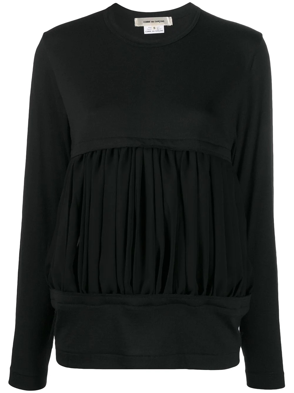 pleated panel long-sleeved T-shirt - 1