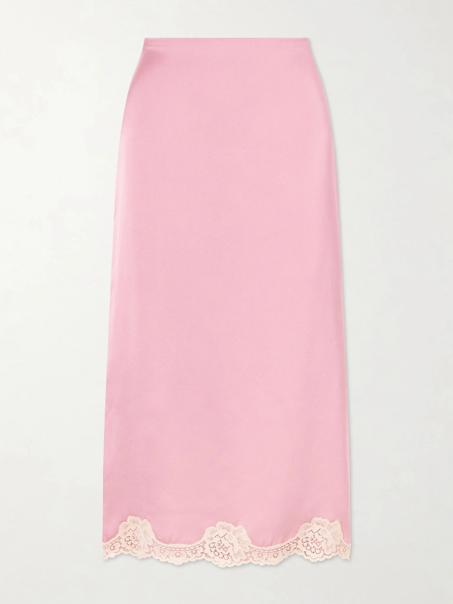 Lace-trimmed cady midi skirt Pink - 1