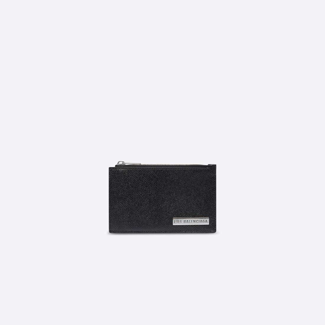 Men's Plate Long Coin And Card Holder in Black - 1