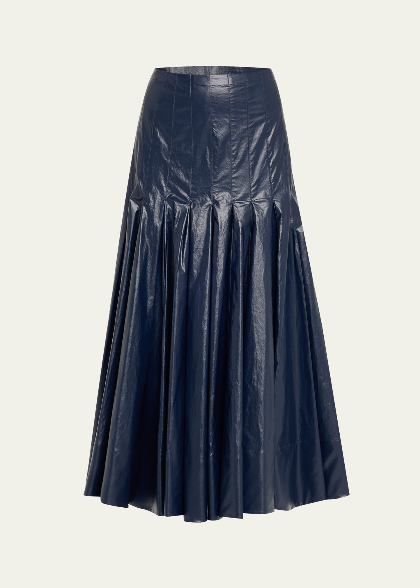 Petra Pleated Lacquered Cotton Skirt - 1