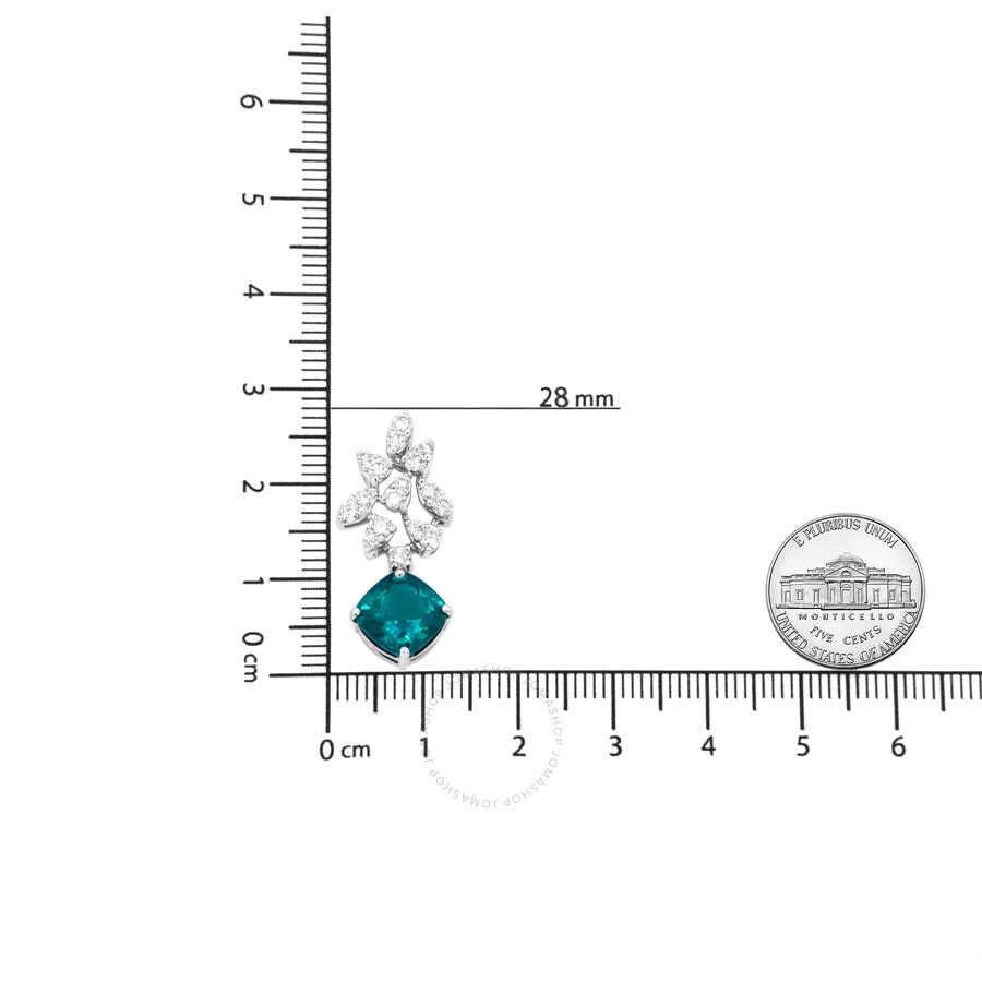 Haus Of Brilliance - Haus of Brilliance 18K White Gold 1 1/10 Cttw Diamond and 7.9 x 7.7mm Green Emerald Drop Earrings (G - 6