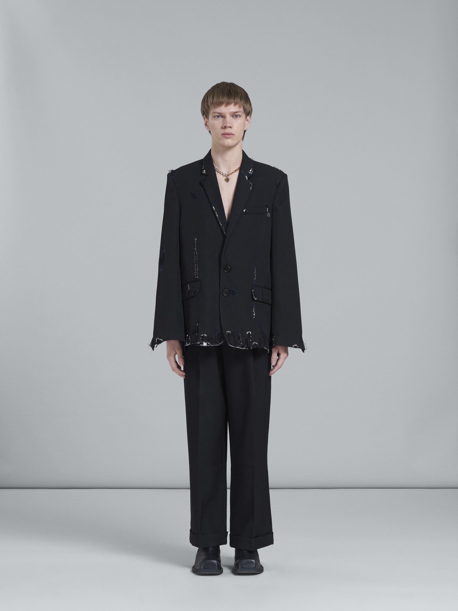 BLACK WOOL CONVERTIBLE BLAZER - 2
