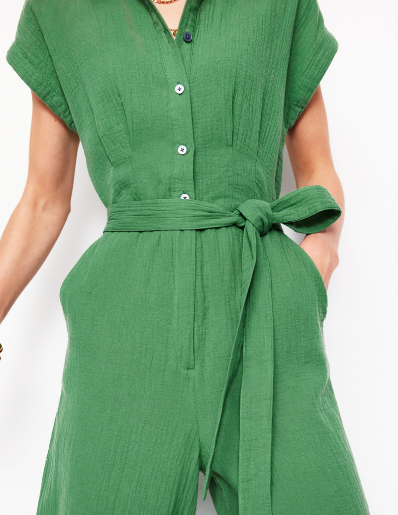 Colette Double Cloth Jumpsuit-Paradise Green 3