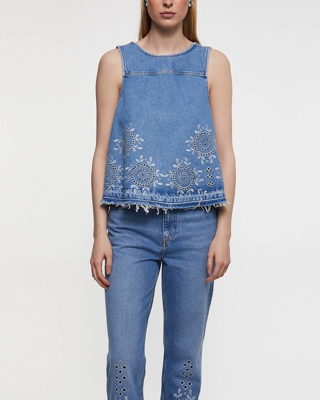 Top Broderie Anglaise Denim Light blue - 2