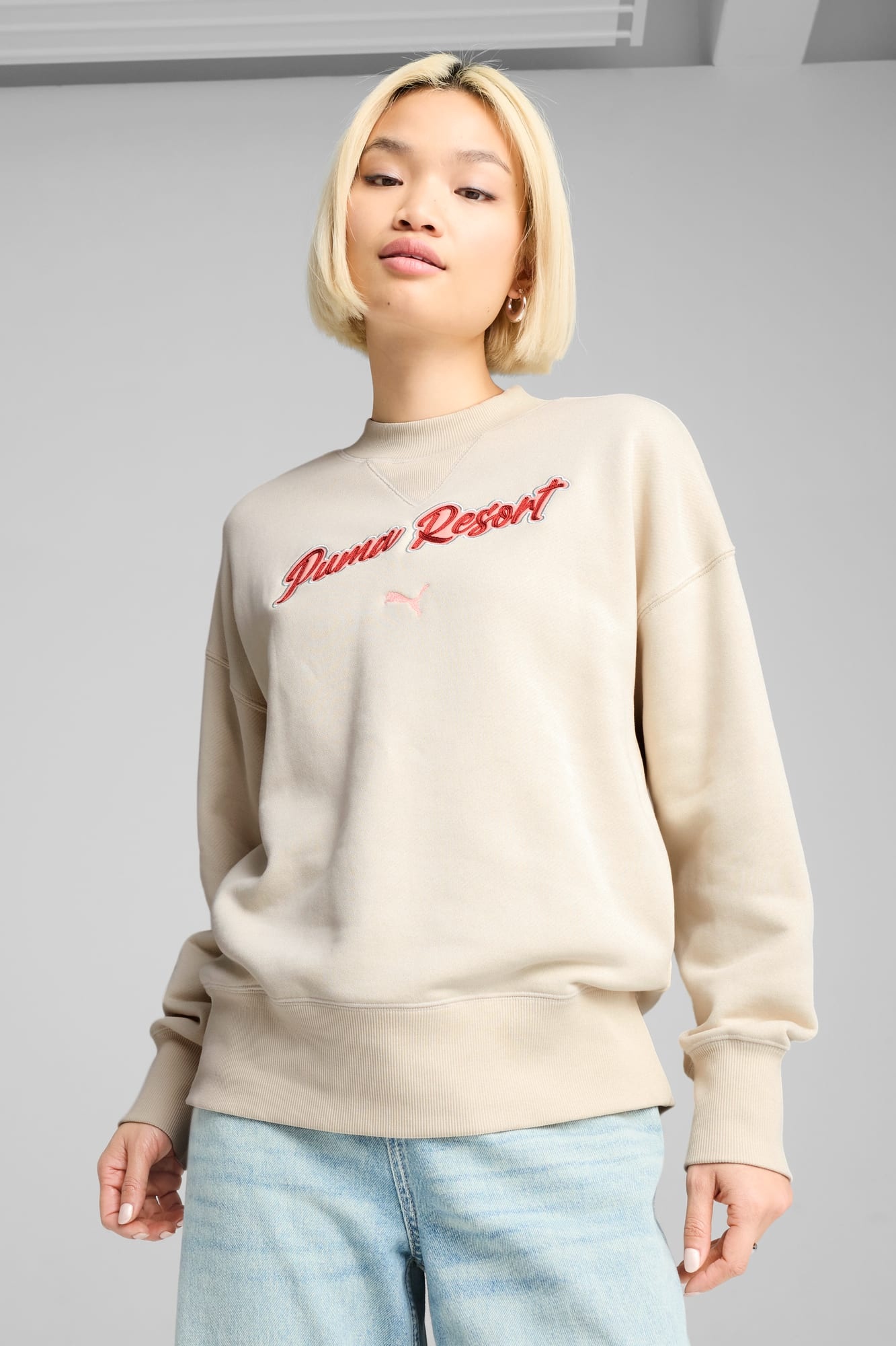 Premium Essentials Women's Oversized Graphic Crew Sweatshirt - 3