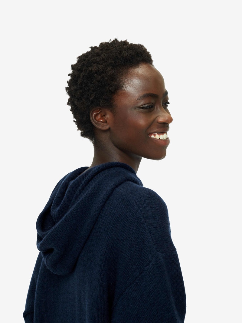 Women's Relaxed Pullover Hoodie Daphne Cashmere Navy - 2