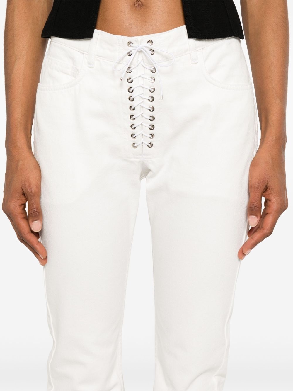 lace-up jeans - 5