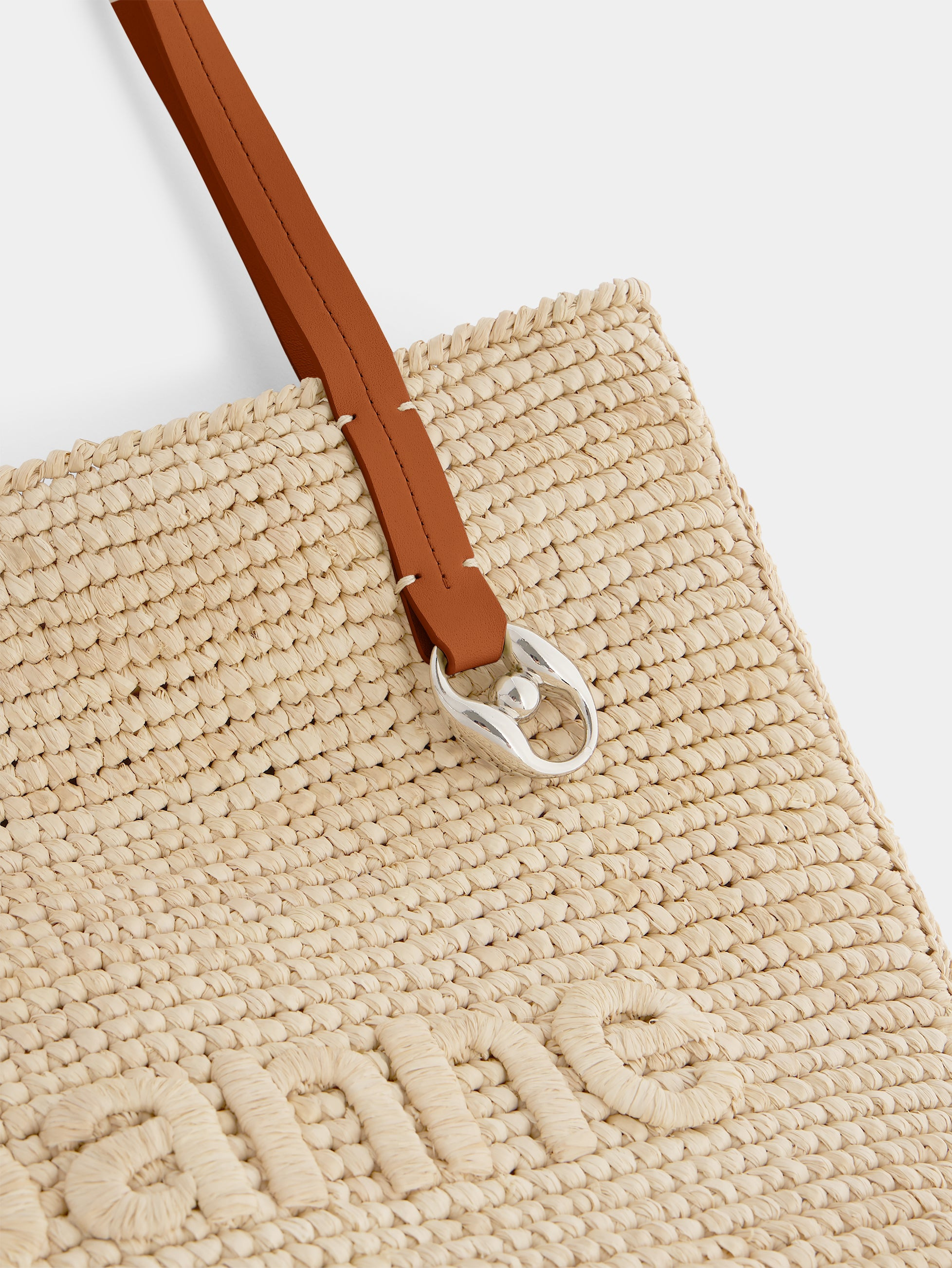BEIGE RAFFIA TOTE BAG WITH LOGO - 7