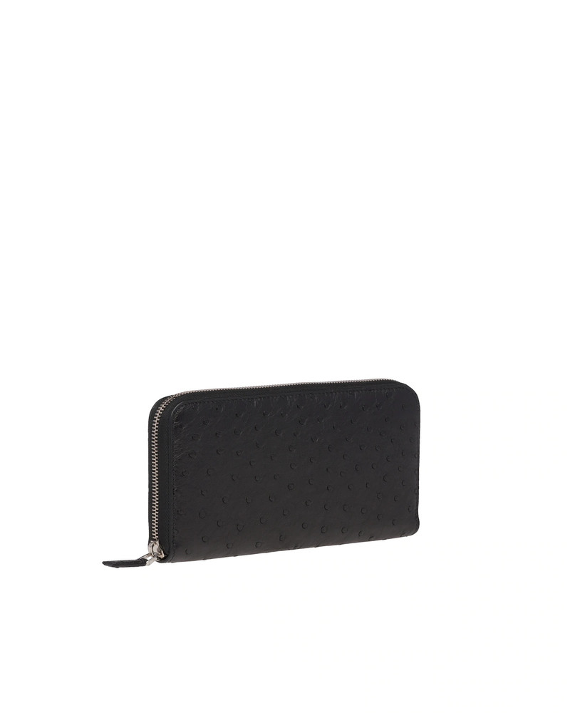 Prada Ostrich Leather Zip Around Wallet outlook