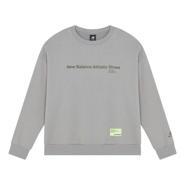 New Balance Alphabet Logo Printing Sports Round Neck Pullover Gray AMT21360-MHD - 1