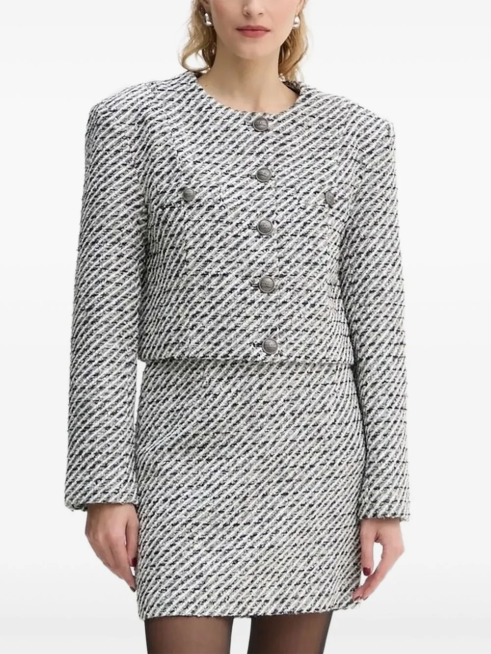 tweed button-detailed jacket - 1