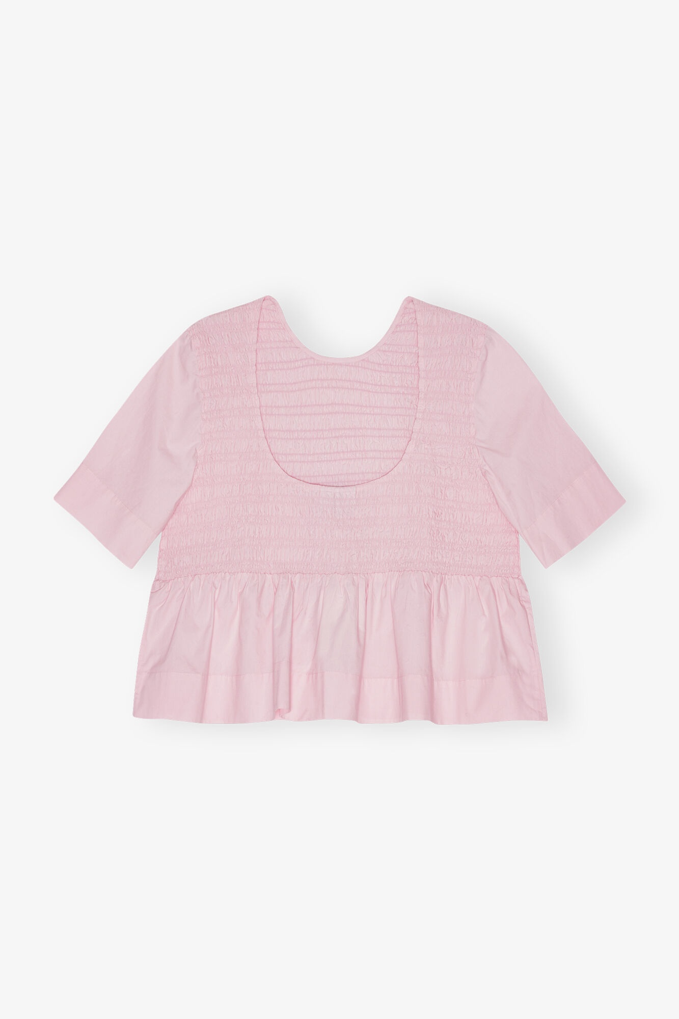 PINK COTTON POPLIN OPEN BACK SMOCK BLOUSE - 6