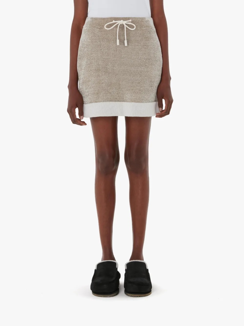CONTRAST HEM CHENILLE MINI SKIRT - 2