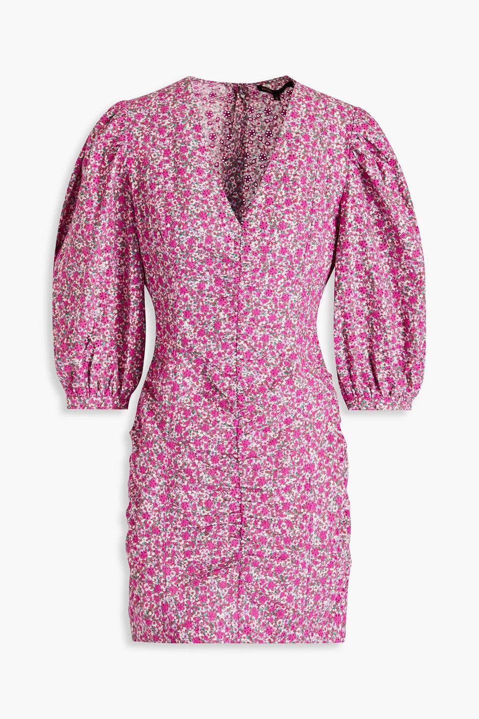 Floral-print broderie anglaise cotton mini dress - 1