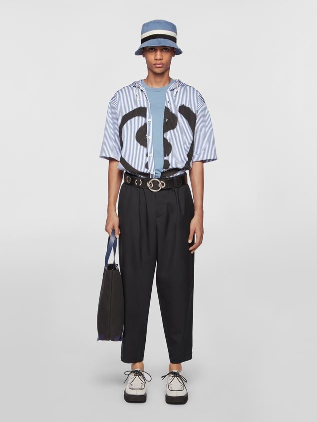 CROPPED TROUSERS IN COOL WOOL WITH DRAWSTRING AT THE WAIST - 2