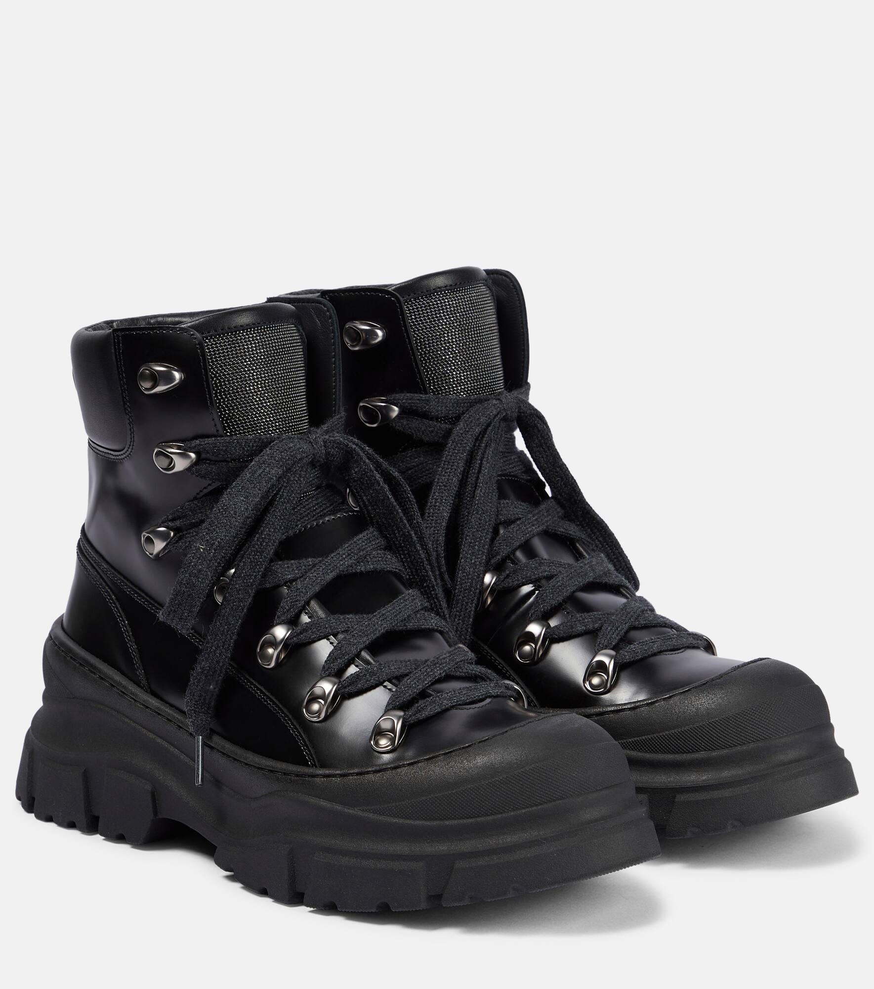 Leather combat boots - 1