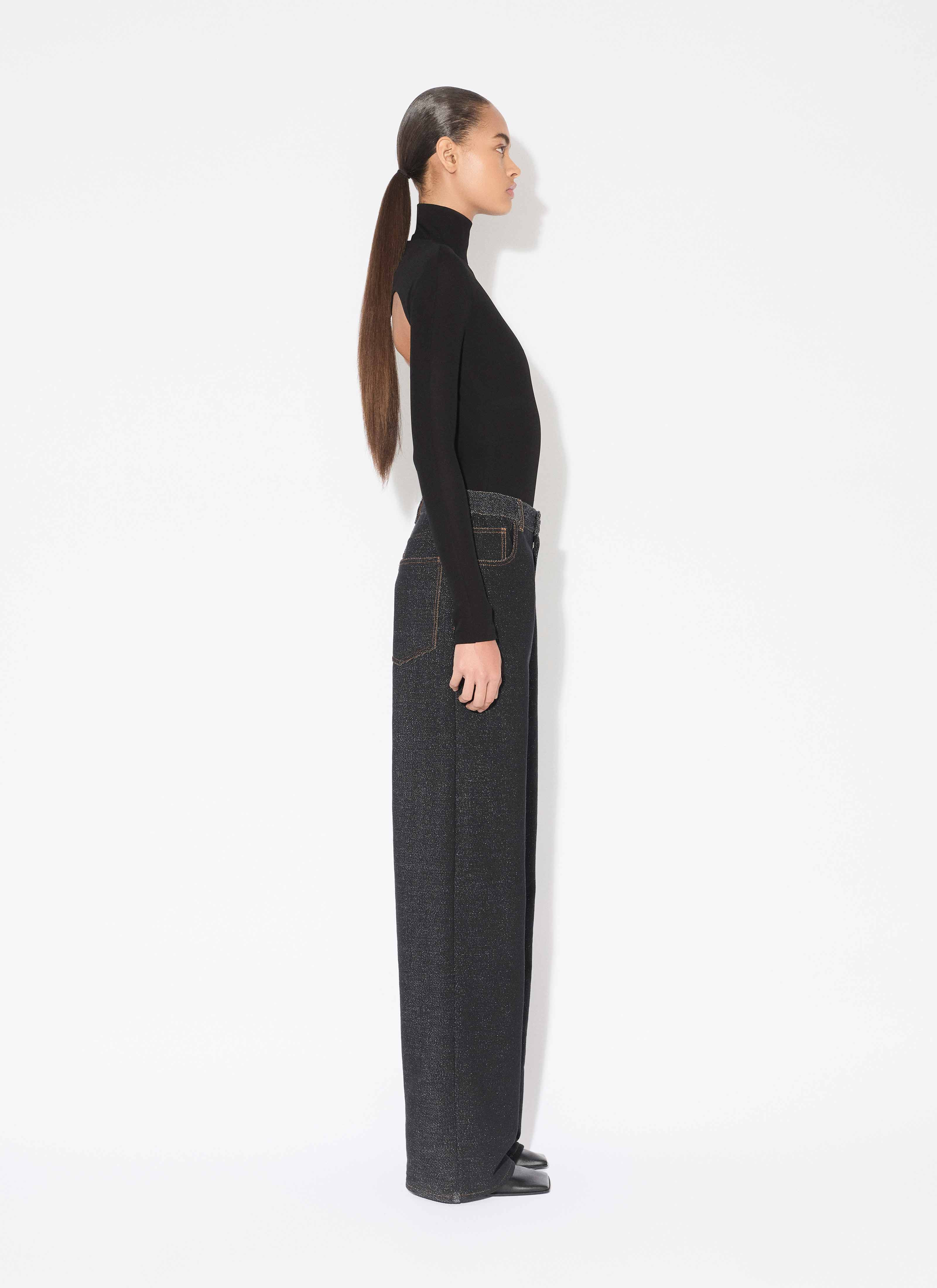 DENIM KNIT LOOSE PANTS - 5