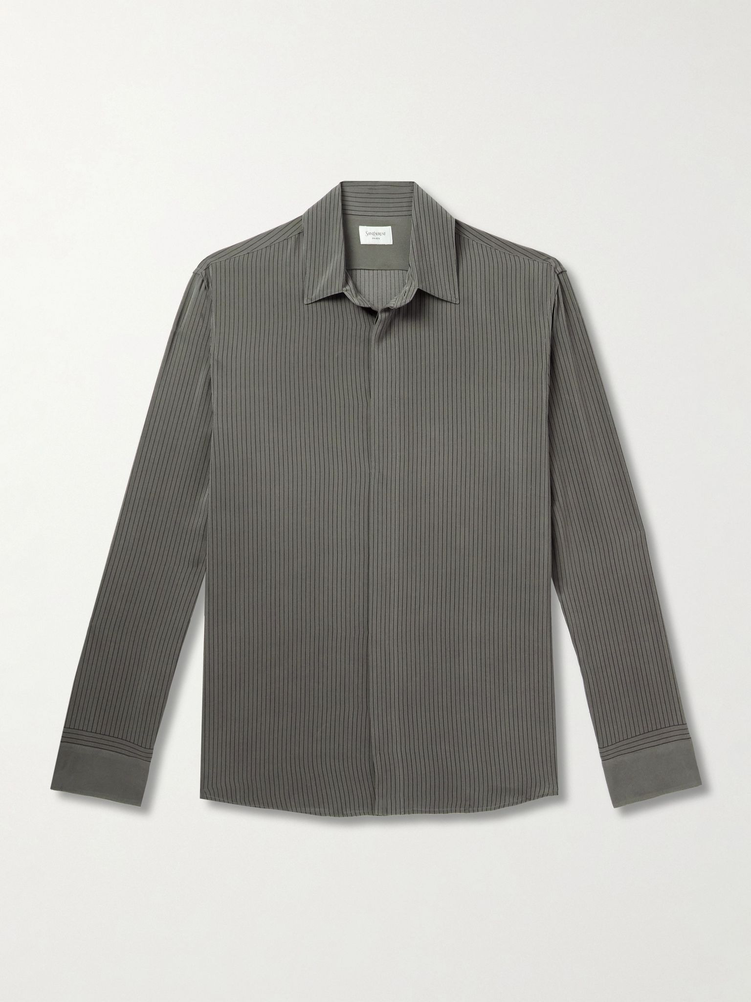 Striped Silk Shirt Anthracite - 1