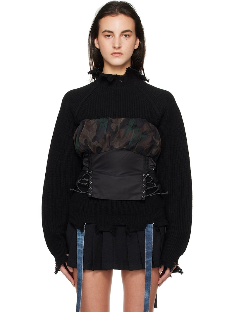 Black Isla Shirred Crop Bustier Top 1
