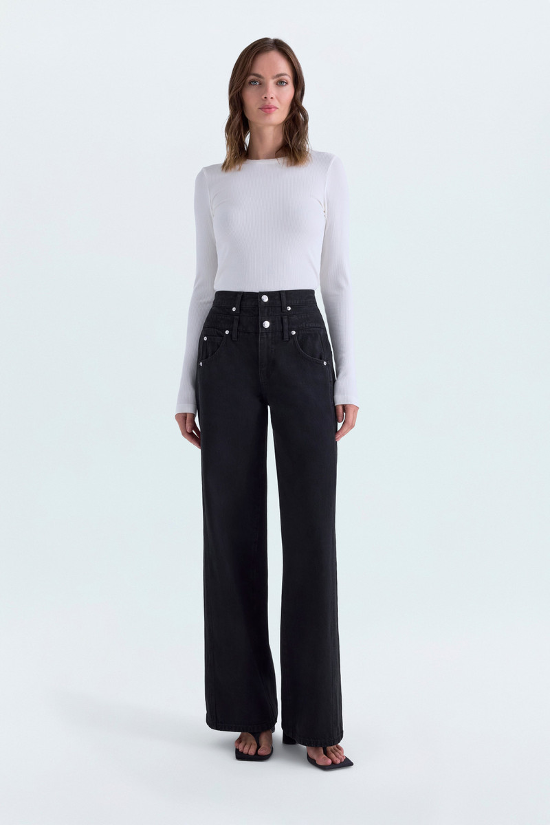 CALEB HIGH RISE STACKED WAIST JEAN - MIDNIGHT HOUR 1
