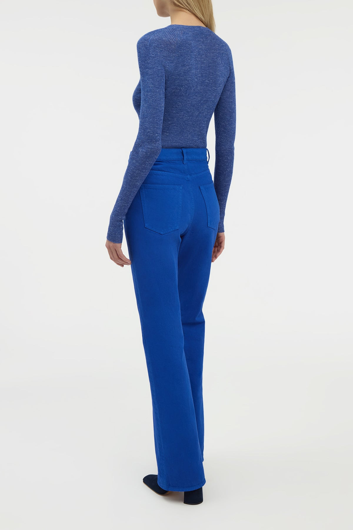 Anges Knit Henley in Cobalt Cashmere Silk with Hemp - 5