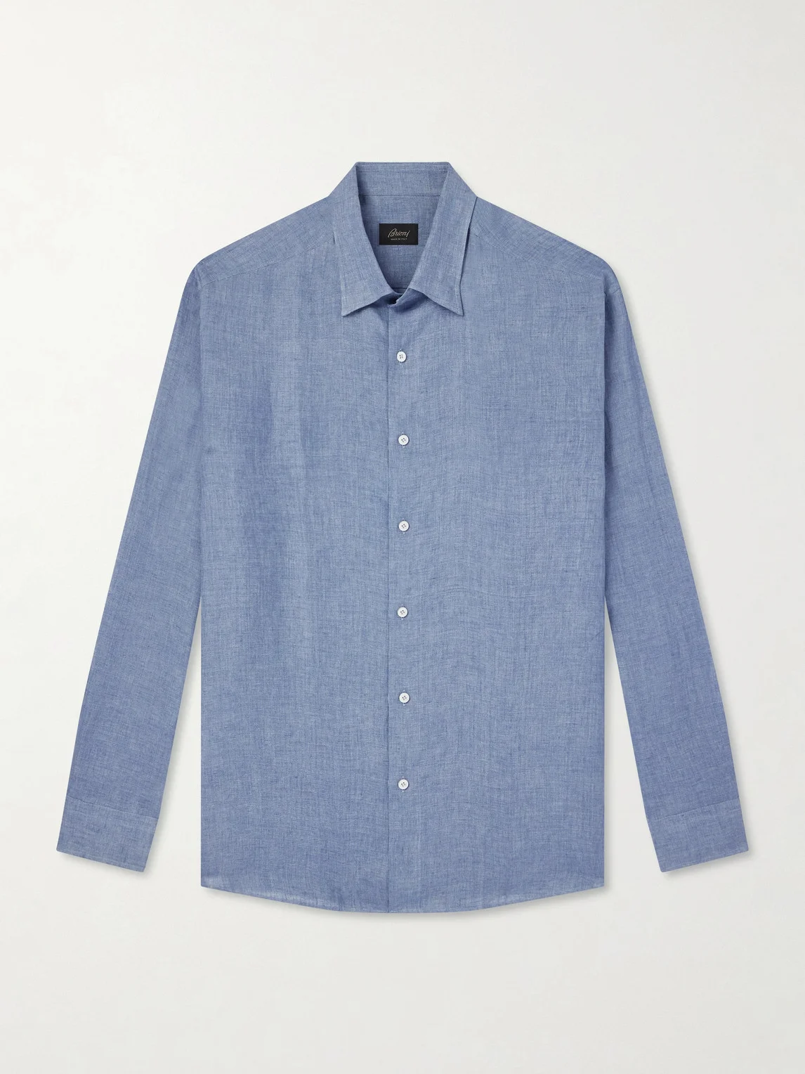 Button-Down Collar Linen Shirt - 1