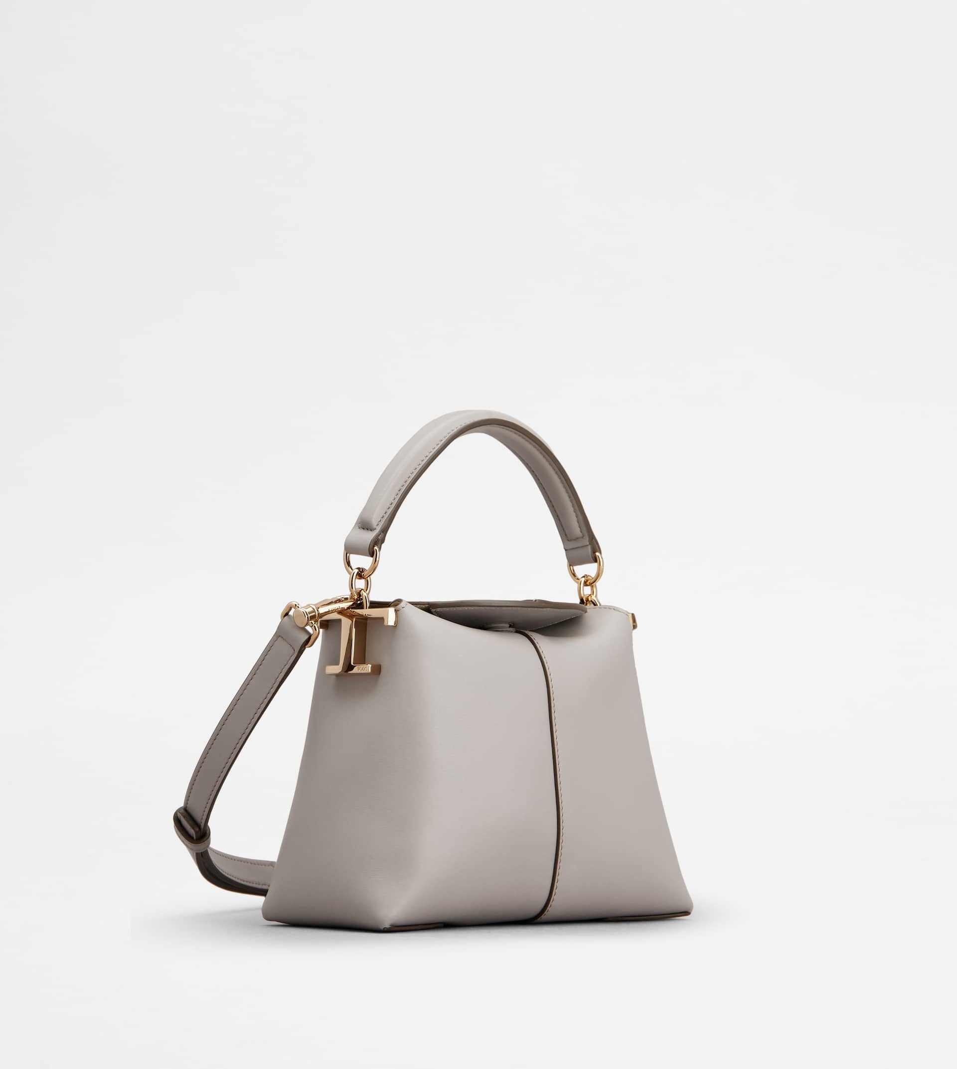 TOD'S T CASE TOTE MESSENGER BAG IN LEATHER MICRO - GREY - 3
