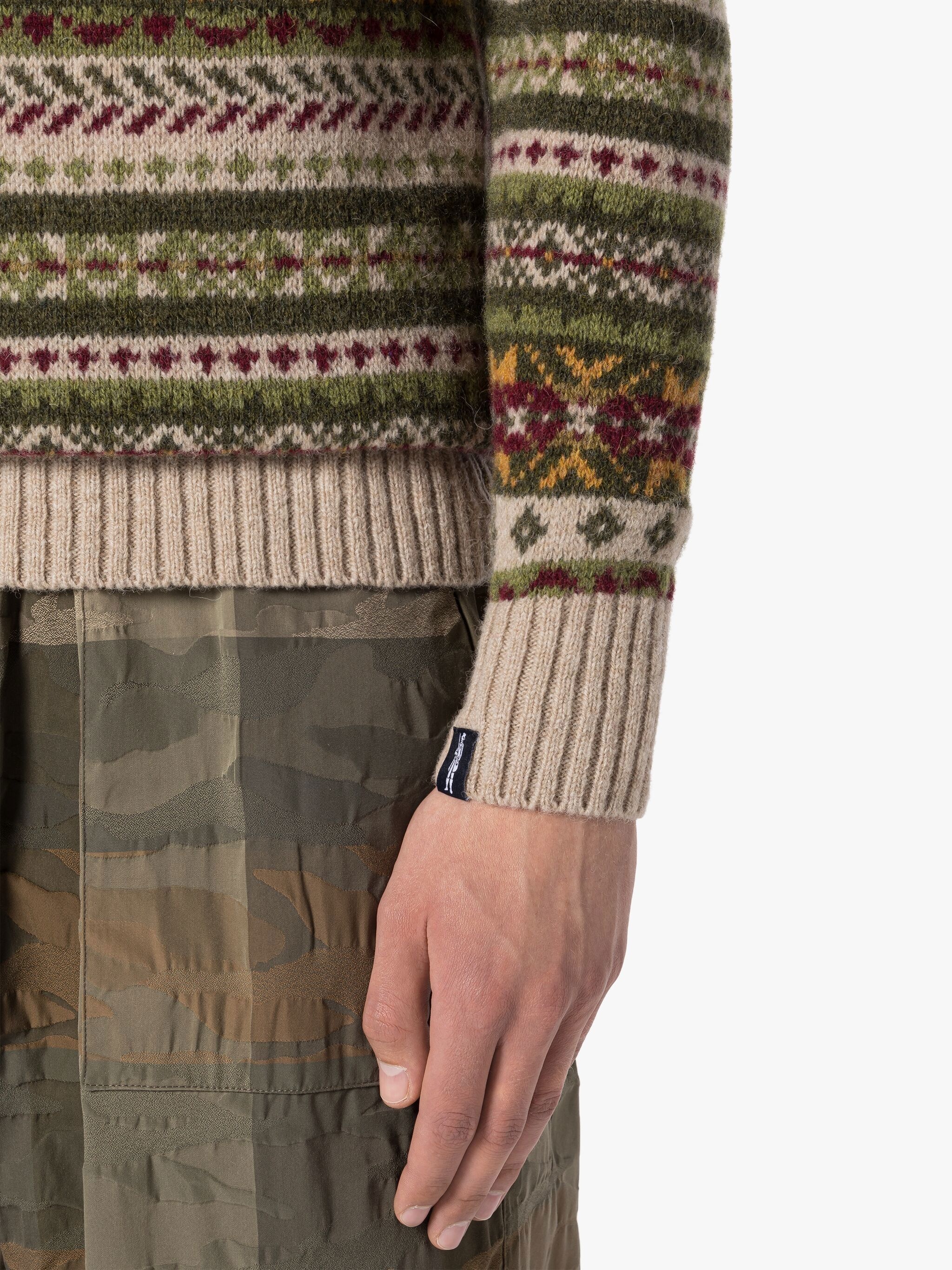IMPULSE OATMILK WOOL FAIR ISLE CREWNECK SWEATER - 6