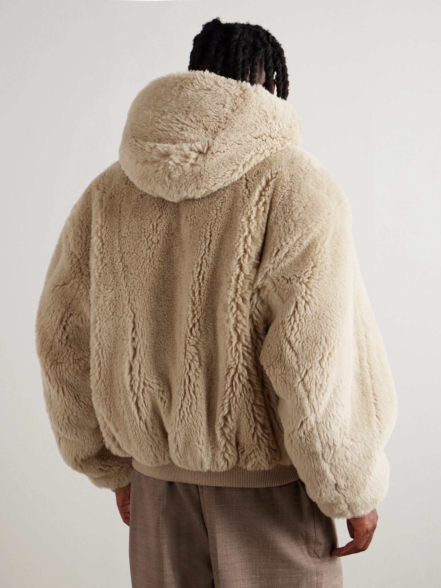 Alpaca and Cotton-Blend Hooded Bomber Jacket Camel - 3