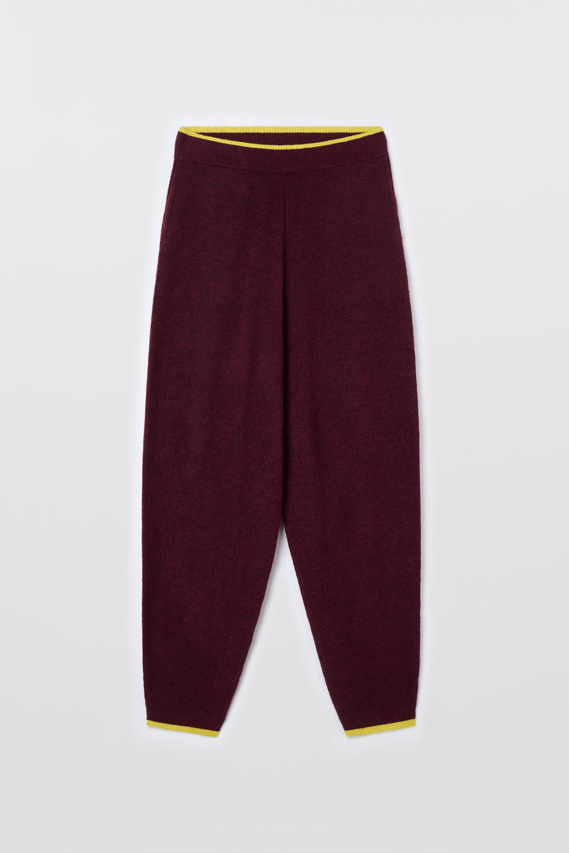 KNIT ELASTIC PANTS / burnt aubergine 1