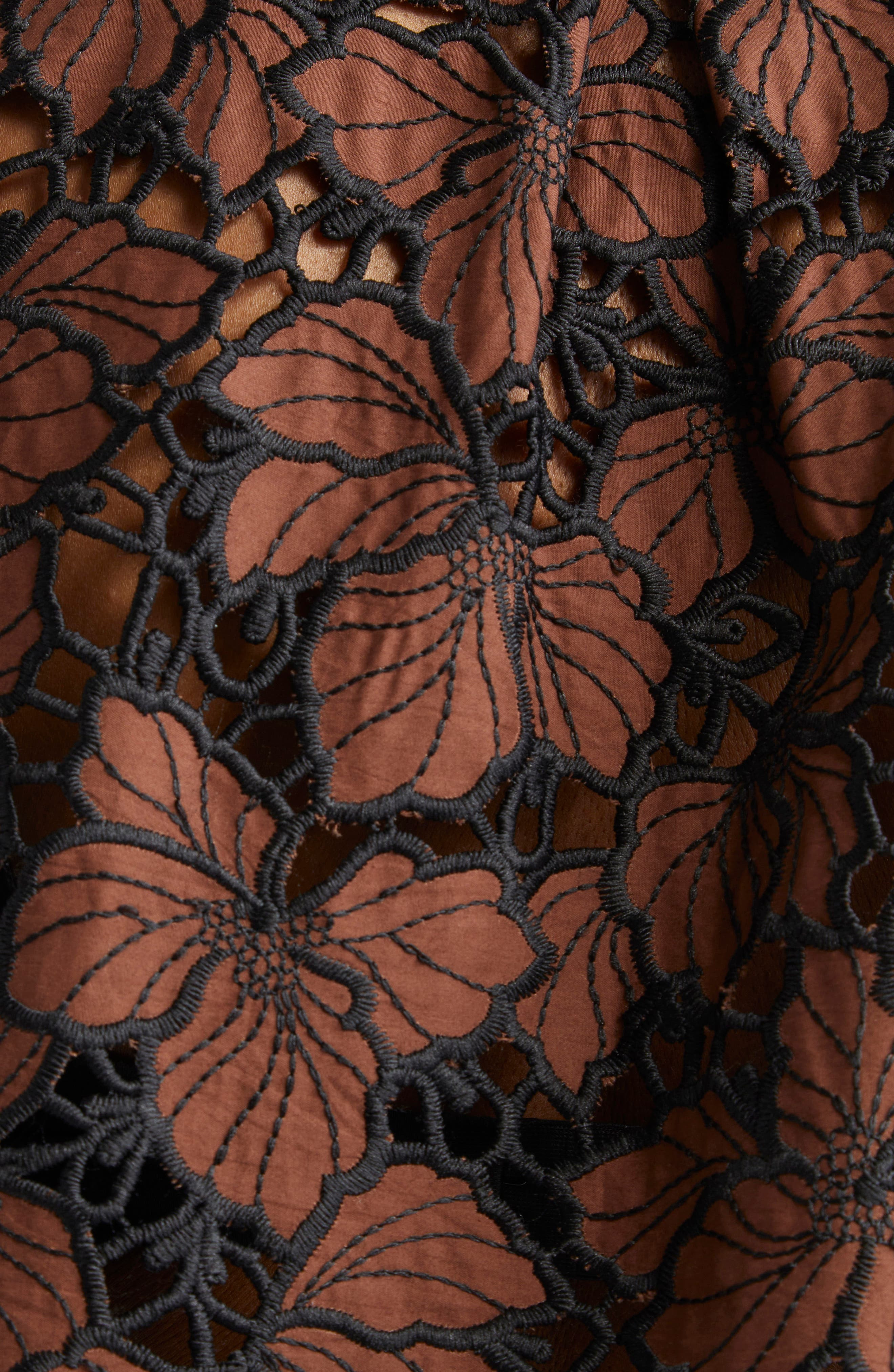 L'AGENCE Seychelle Cutwork Crop Shirt in Hot Fudge/black at Nordstrom - 7