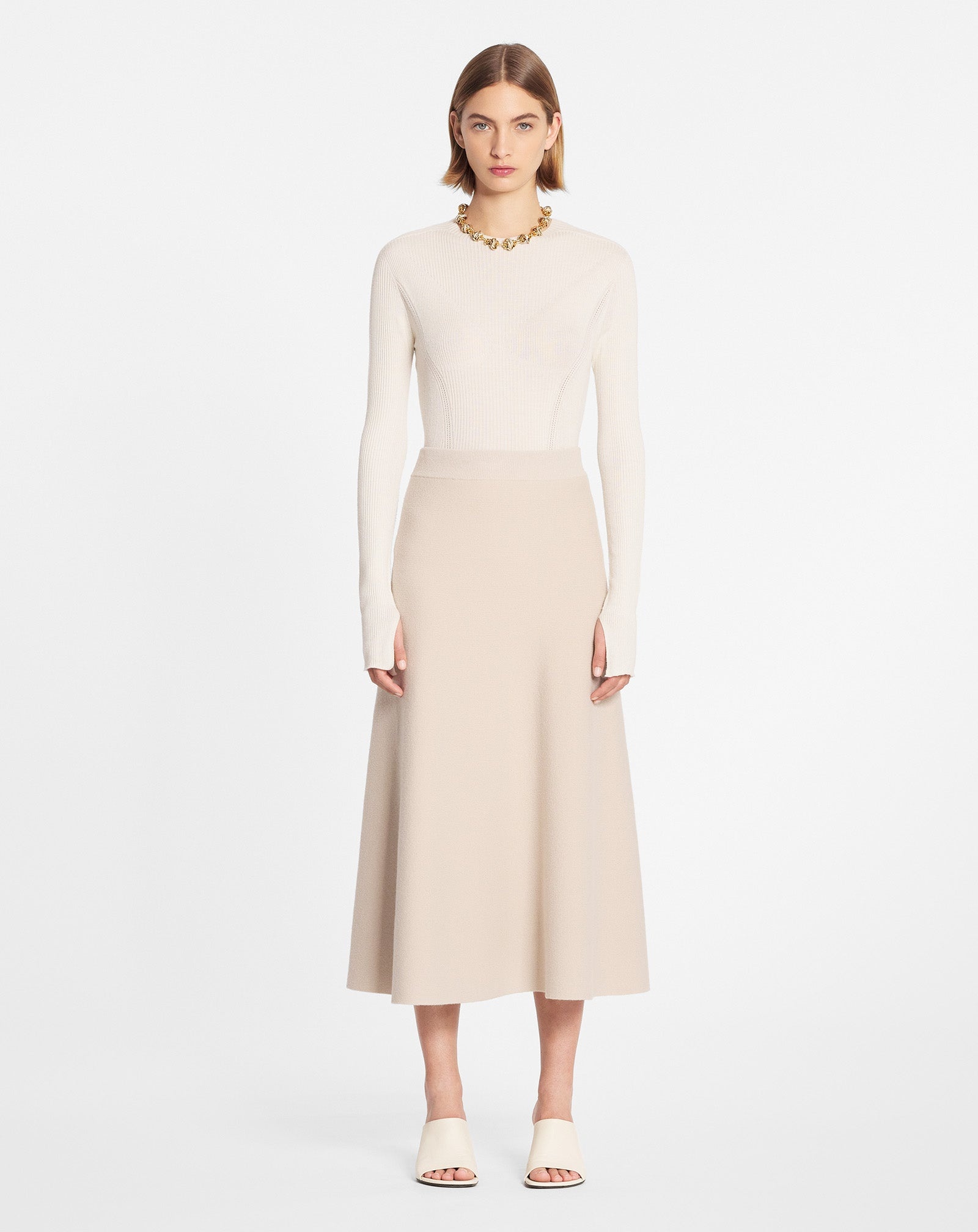 FLARED MIDI SKIRT IN WOOL AND CASHMERE - 2