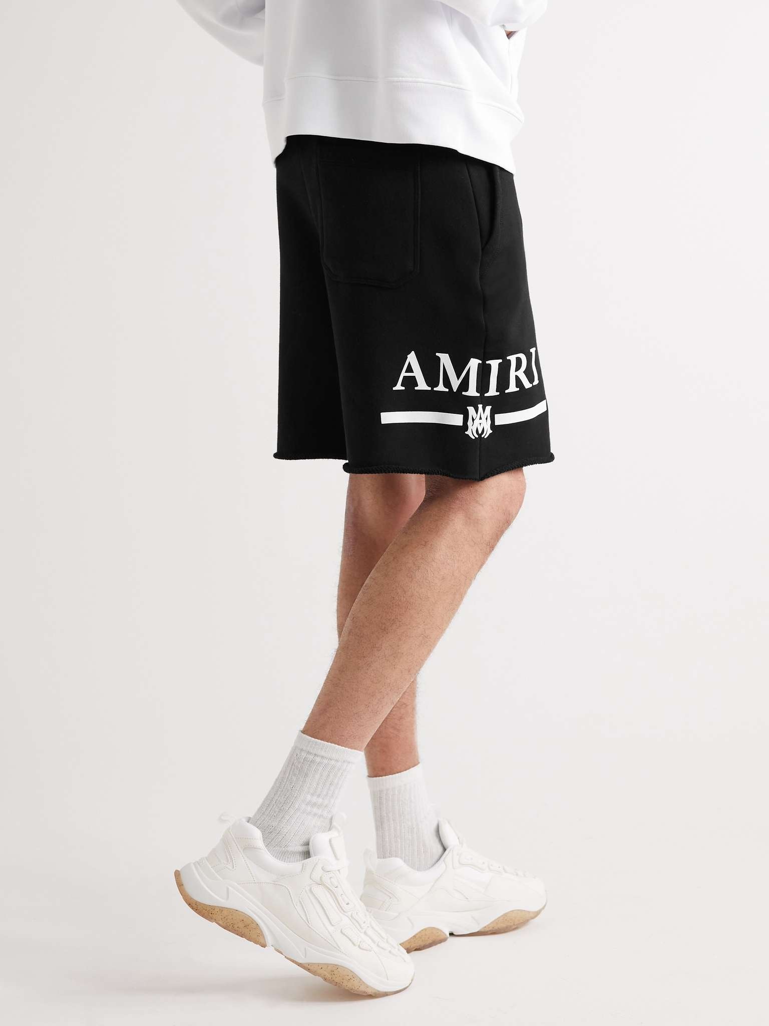 Straight-Leg Logo-Flocked Cotton-Jersey Drawstring Shorts - 4