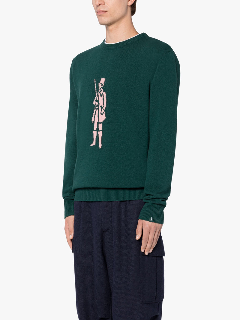 BOTTLE GREEN MERINO WOOL & CASHMERE LOGO CREWNECK SWEATER 3