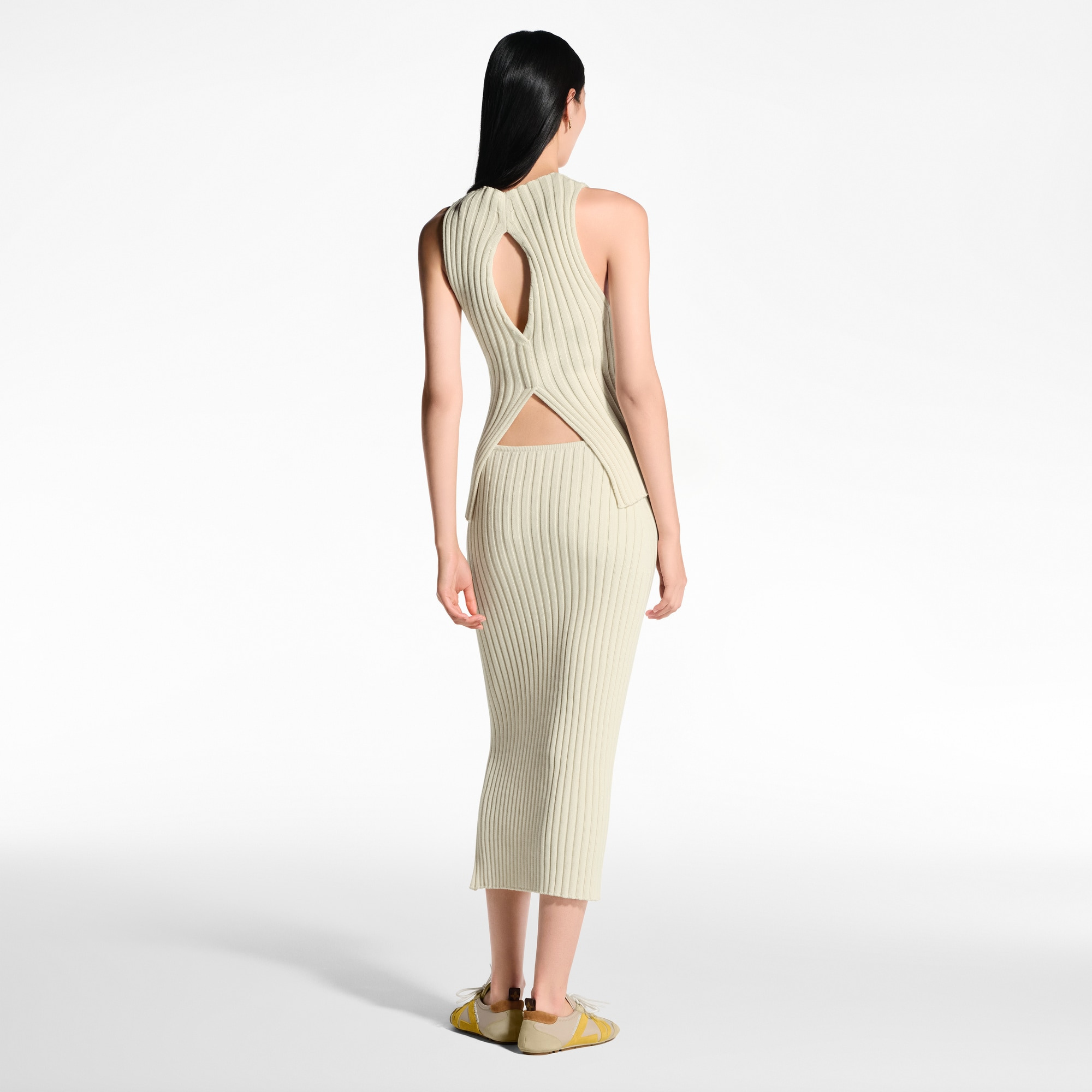 Ribbed Knit Slit Skirt - 3