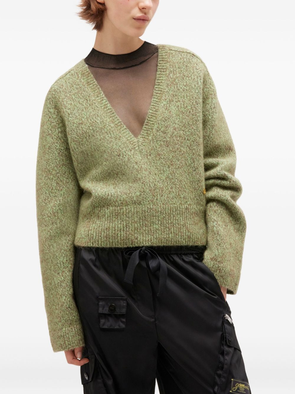 brushed v-neck sweater - 3