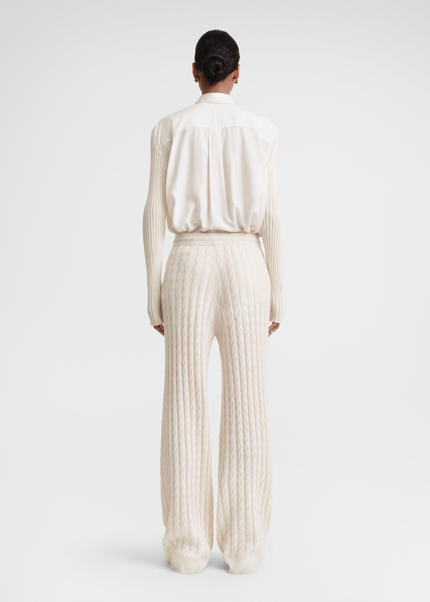 Cable knit trousers snow - 5