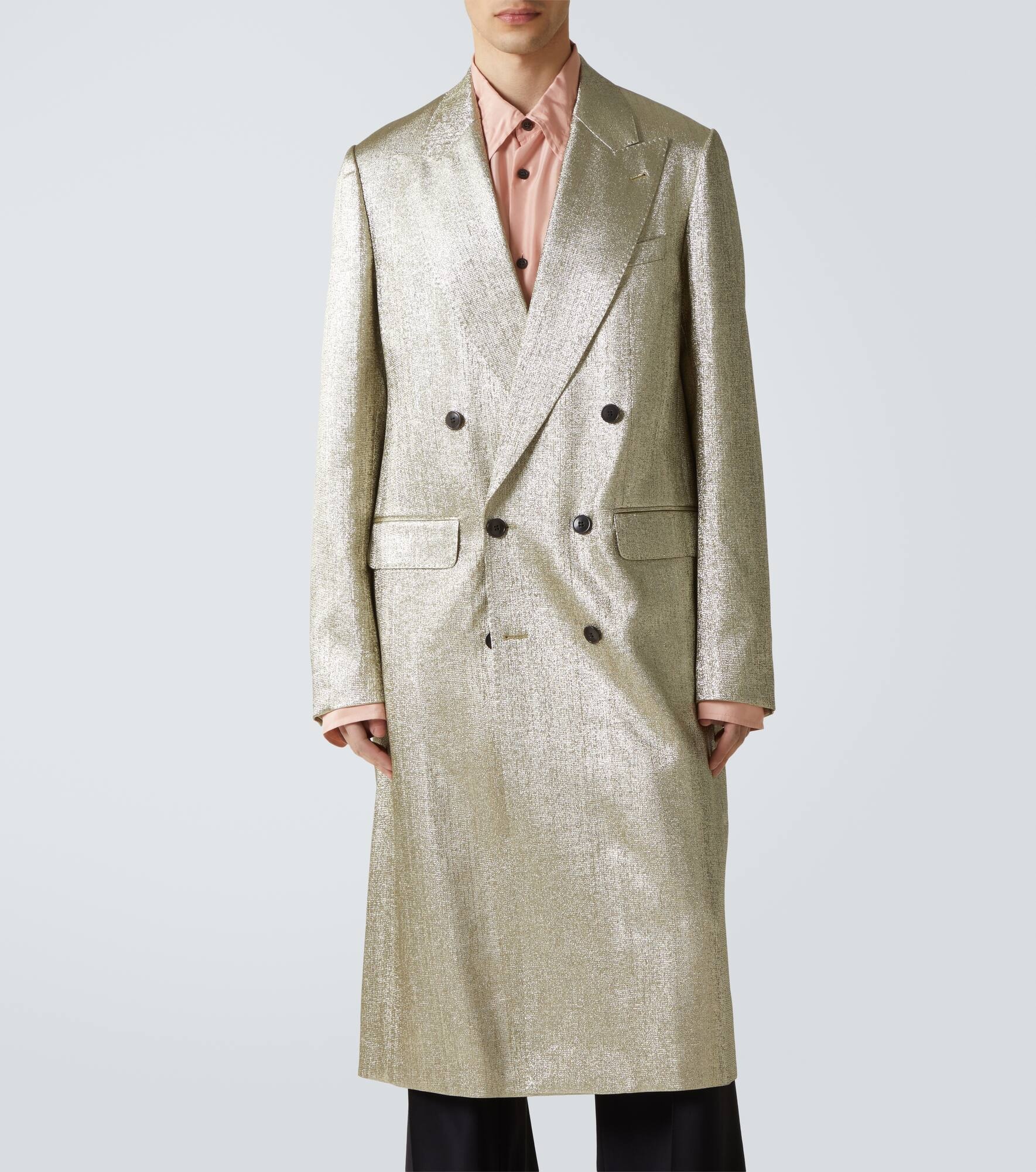 Double-breasted lamé coat - 3
