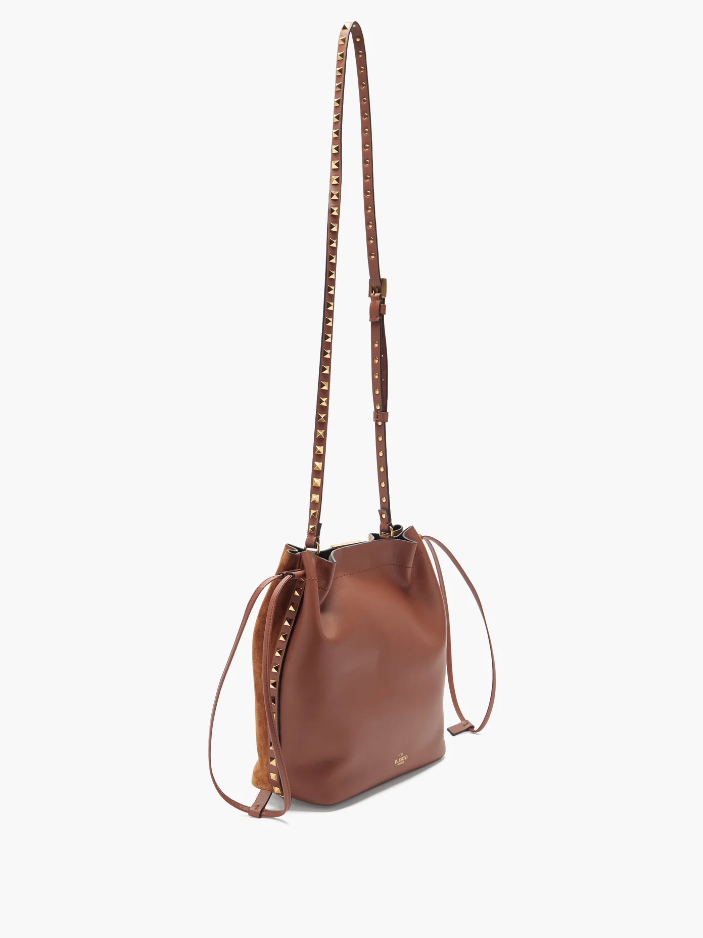 Rockstud suede and leather cross-body bag - 4