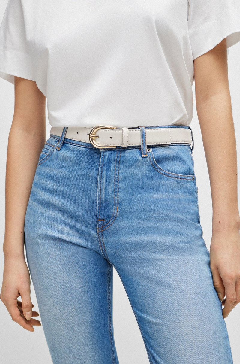 BOSS ITALIAN-LEATHER BELT WITH LOGO-ENGRAVED BUCKLE outlook