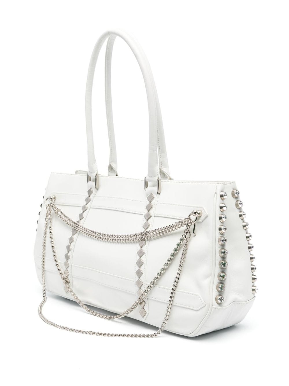 chain-detail leather shoulder bag - 3