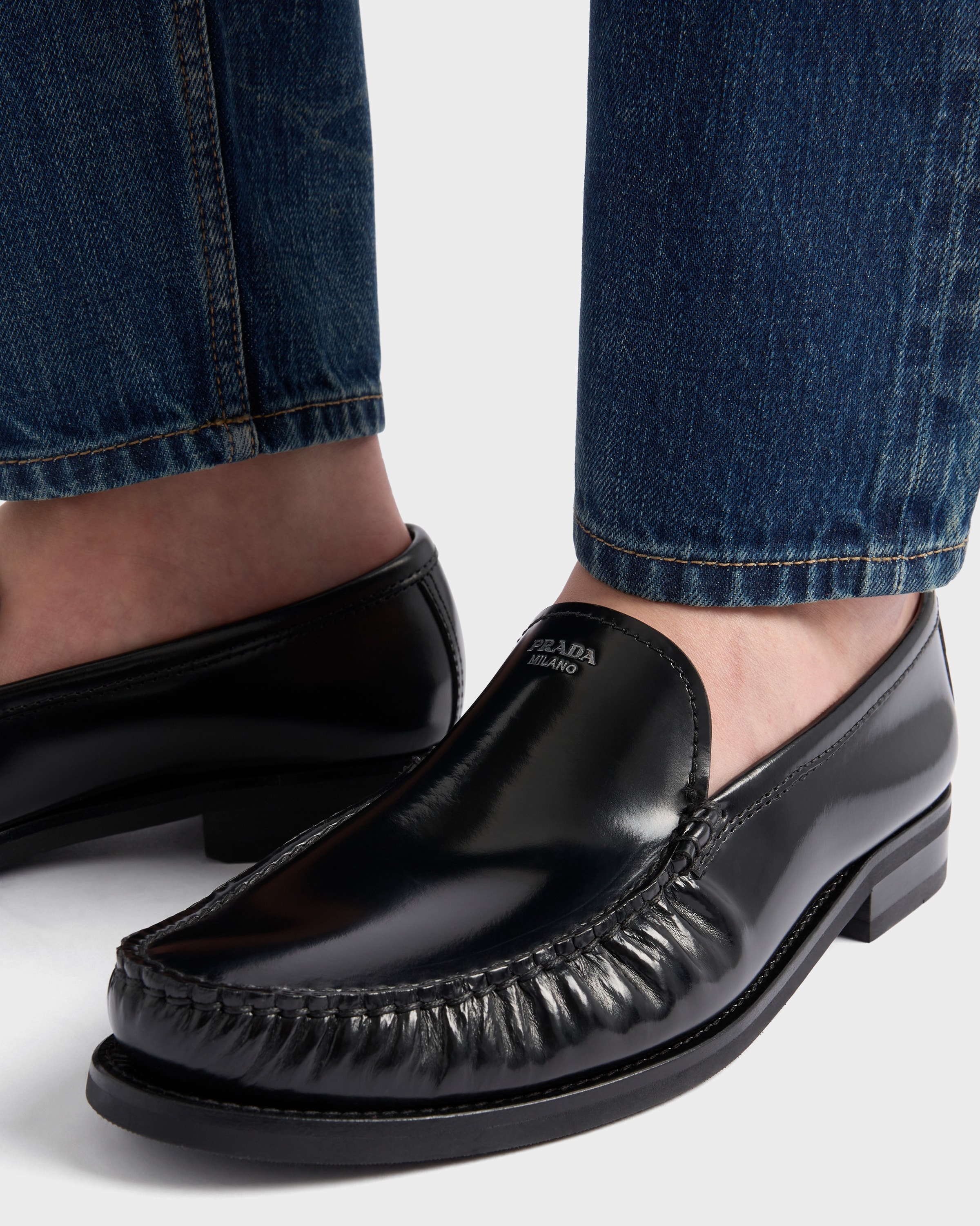 Brushed leather loafers - 3
