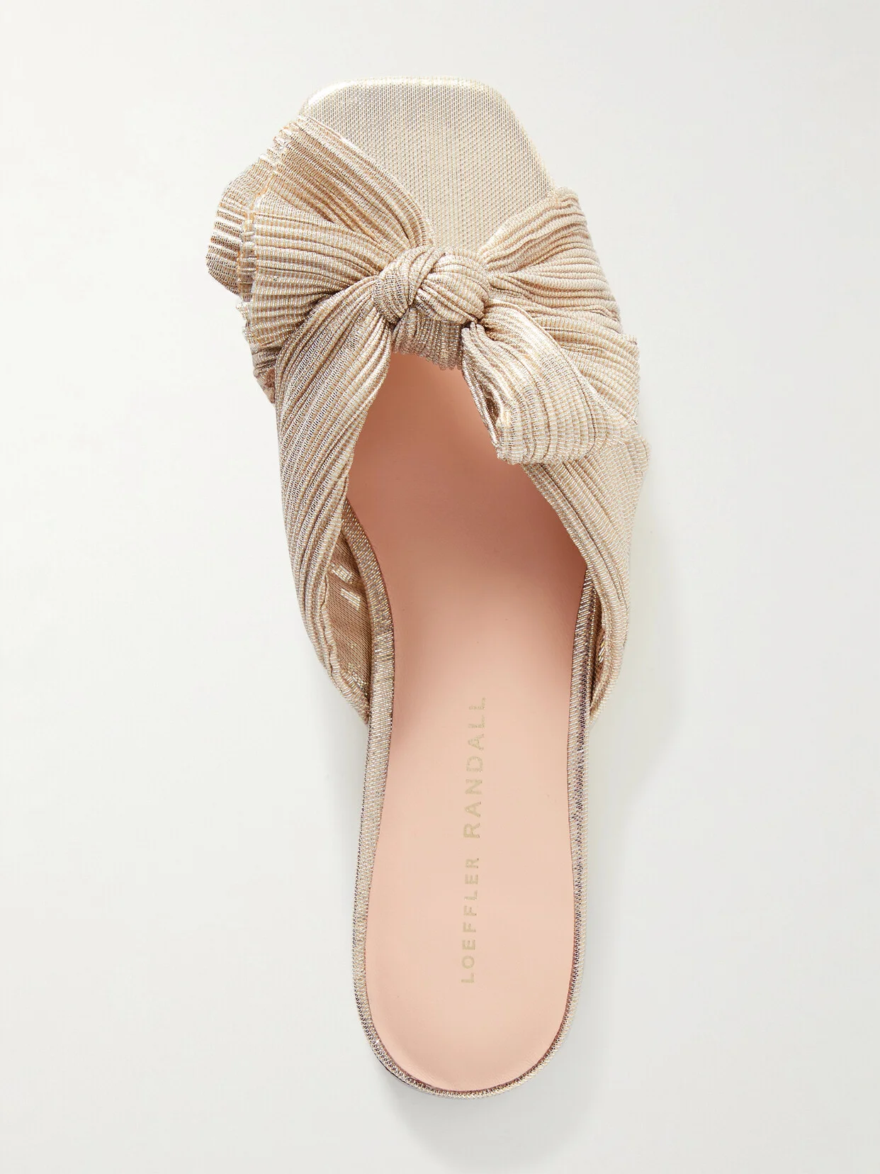 Daphne Bow-embellished Plissé-lamé Slidesa - 1