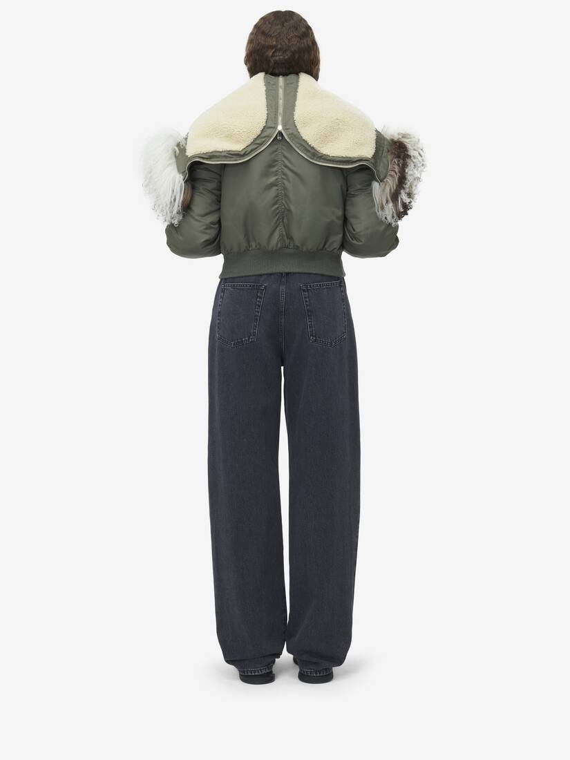 Shearling Collar Bomber Jacket - 5