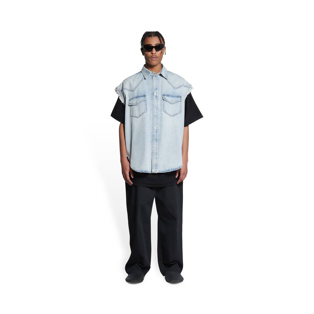 Men's Raw Cut Shirt in Blue - 2