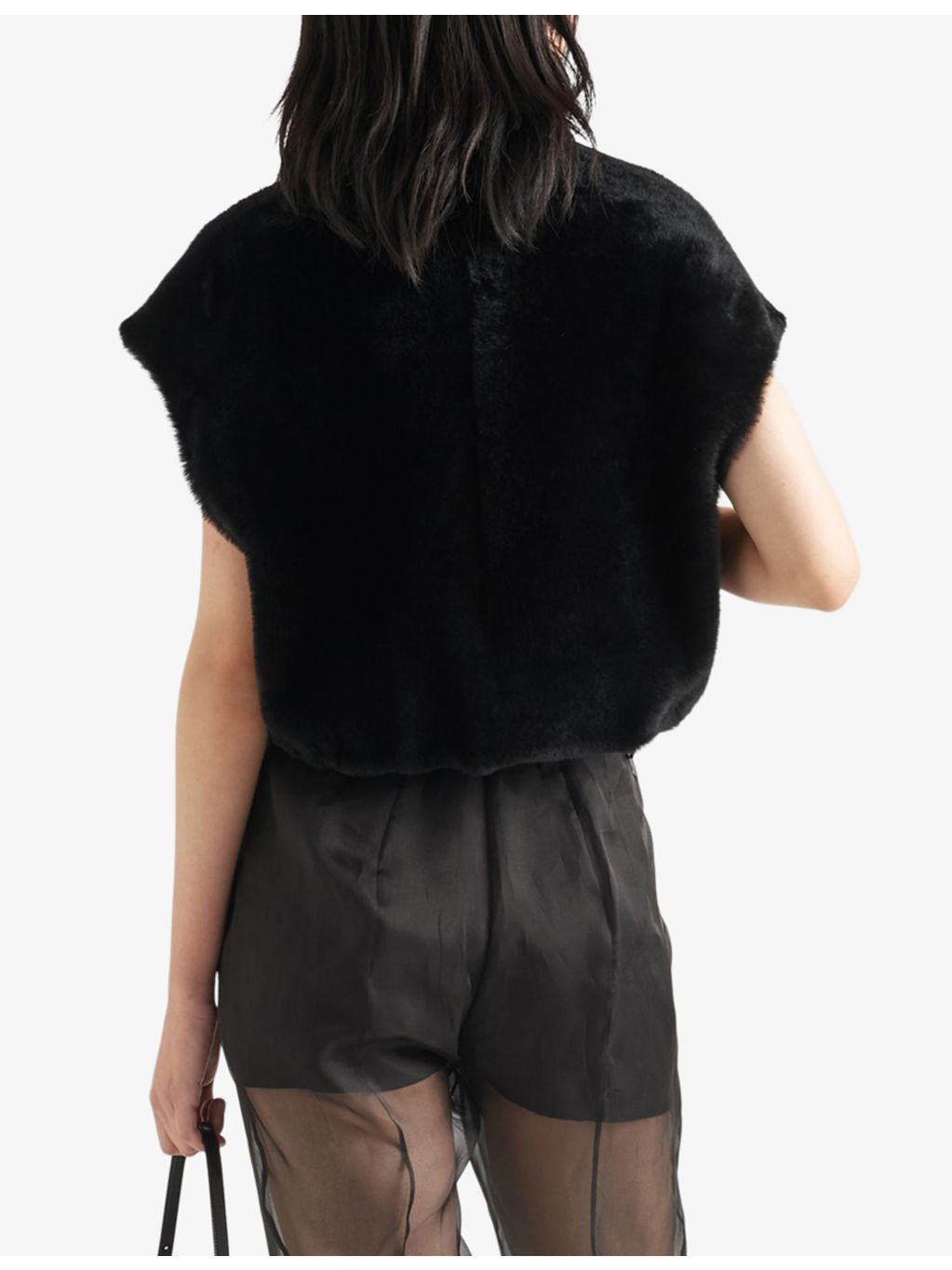 High-neck reversible slim-fit shearling gilet - 4