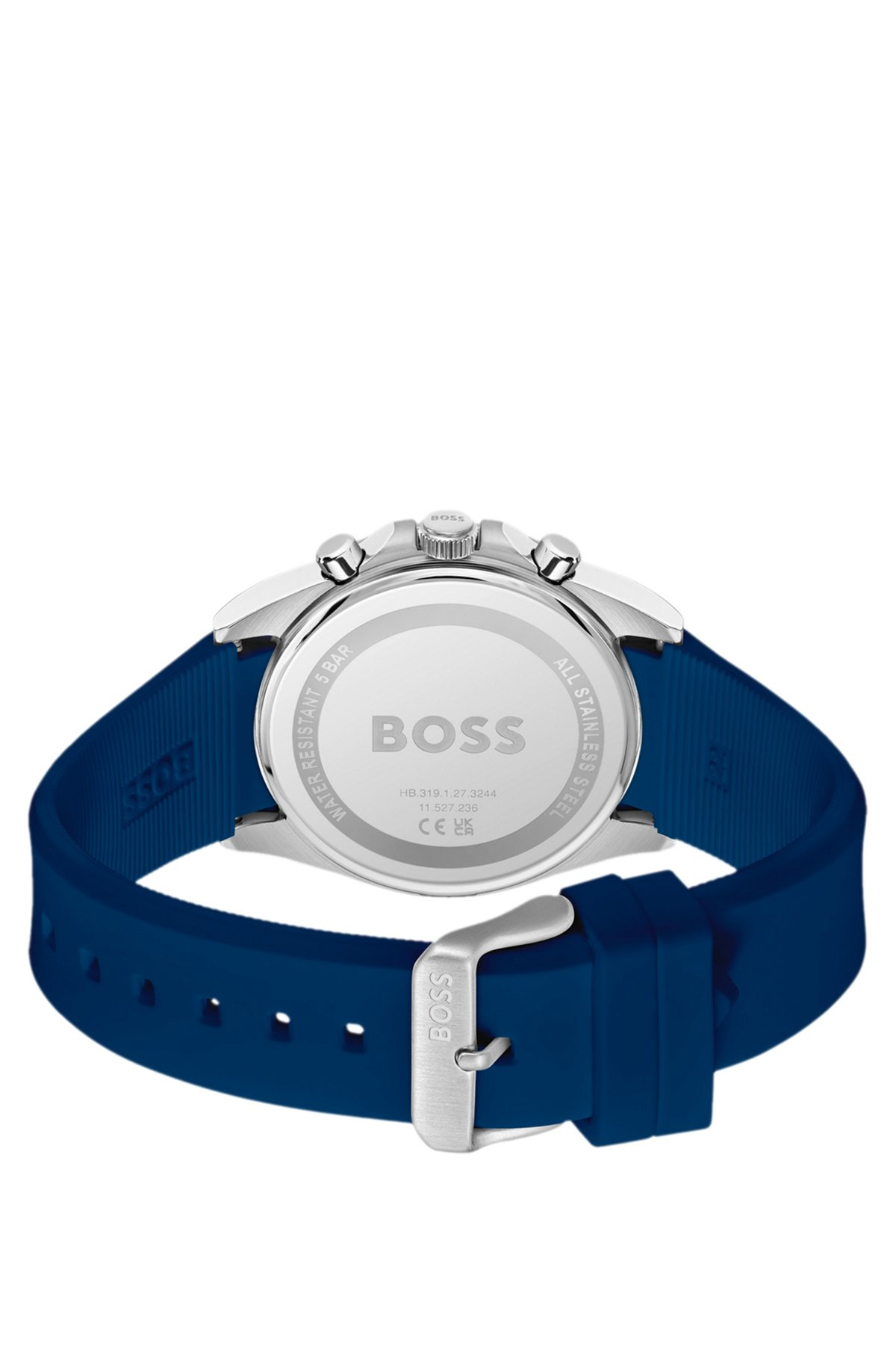 LOGO-STRAP CHRONOGRAPH WATCH WITH NAVY TEXTURED DIAL - 3