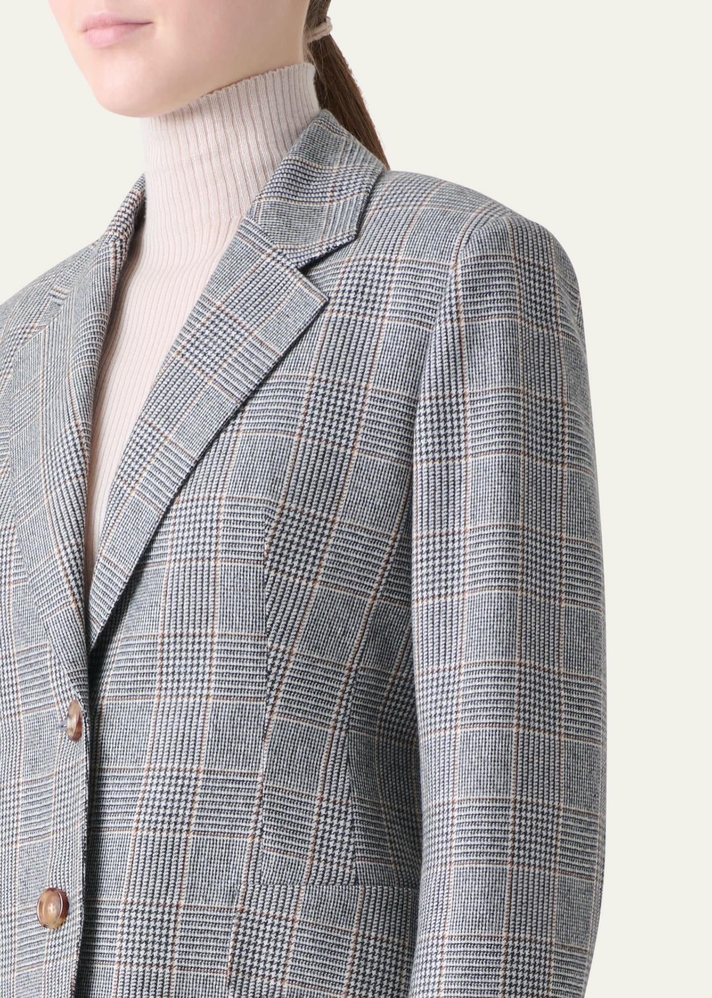 Arie Prince Of Wales Check Cashmere Single-Breasted Jacket - 5