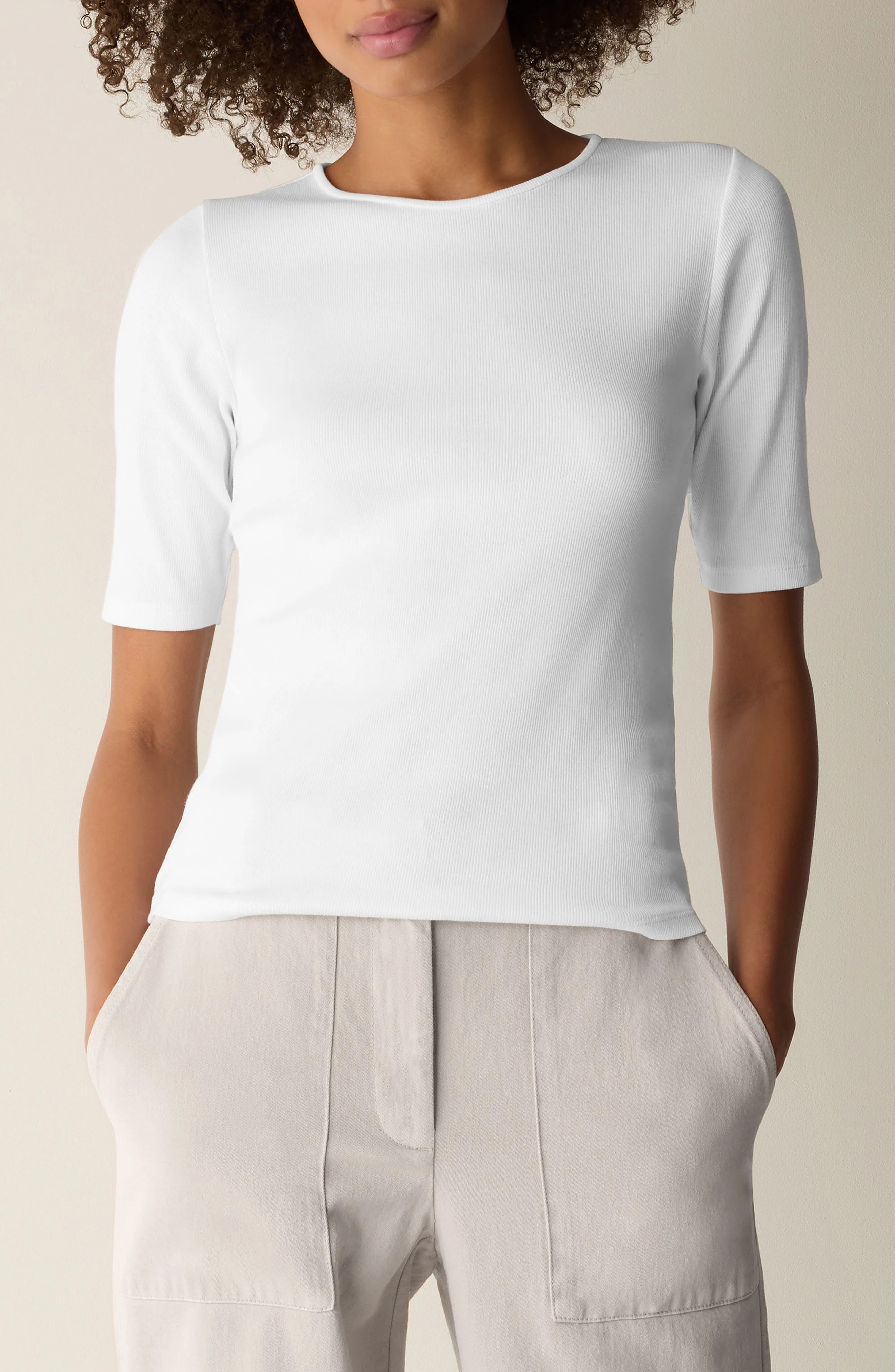 Eileen Fisher Crewneck T-Shirt in White at Nordstrom - 1