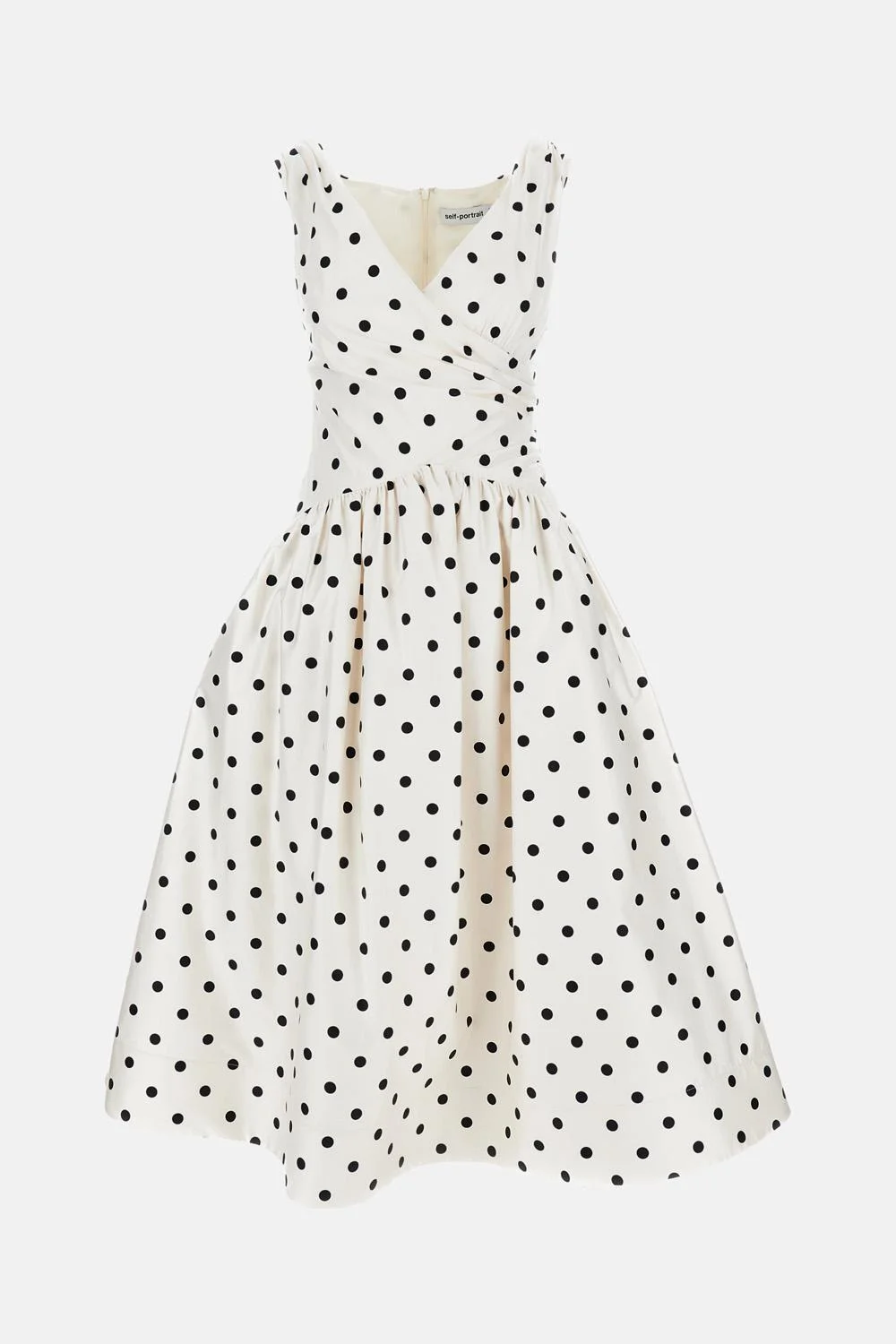 White Midi Dress with Polka Dots - 1